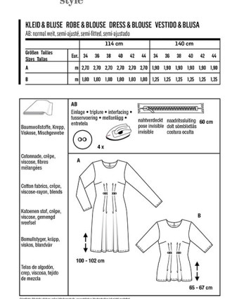 Patron de couture Robe / blouse avec plis sous poitrine : Burda 6033 - Mercerine