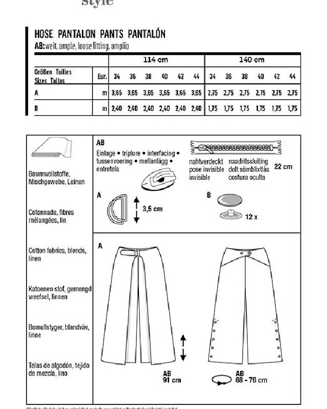 Patron de couture Pantalon : Burda 6032 - Mercerine