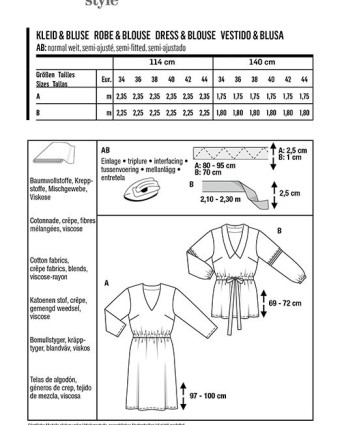 Patron de couture femme Robe / blouse  : Burda 6030 - Mercerine
