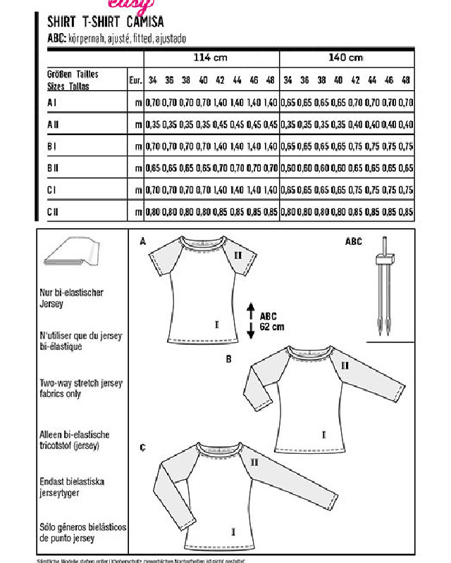 Patron de couture femme T-shirt manches raglans Burda 6028 - Mercerine