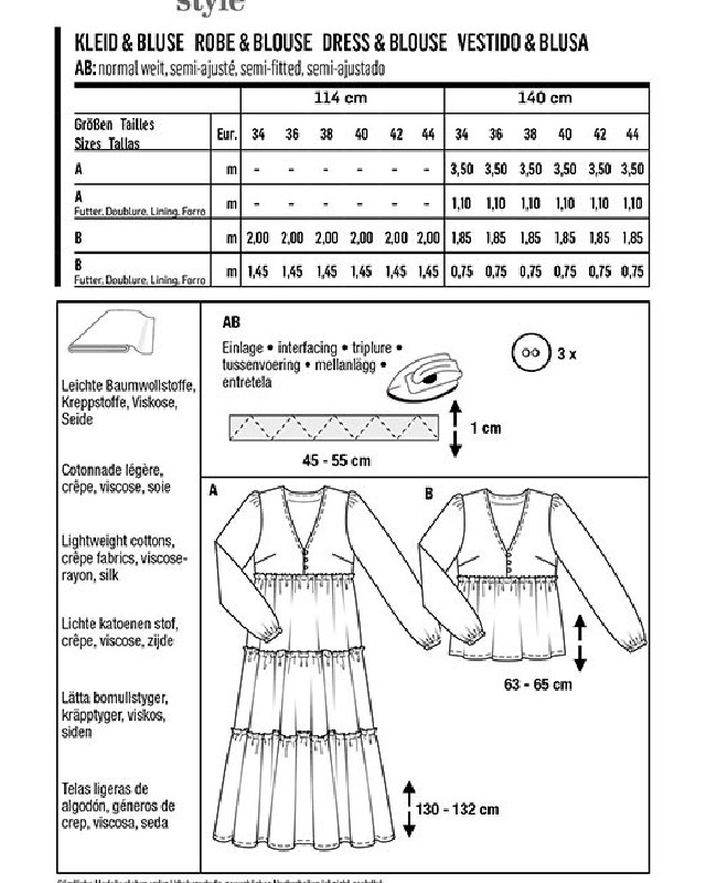 Patron de couture Robe / blouse romantique : Burda 6023 - Mercerine