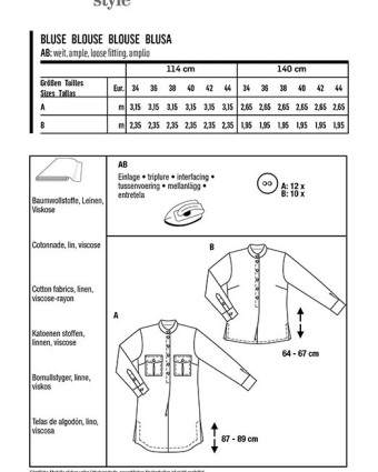 Patron de couture femme robe / blouse col mao : Burda 6001 - Mercerine