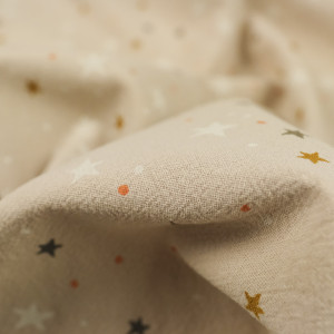 Coton lavé étoiles beige - 10cm