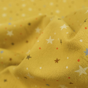 Coton lavé étoiles moutarde - 10cm