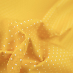 Tissu coton enduit pois jaune...