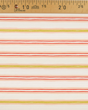 Tissu en ligne : jersey coton rayé rose et rouge - 10cm