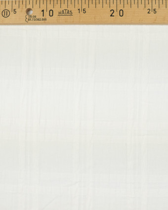 Tissu au mètre : Voile de coton texturé carreaux écru - Mercerine
