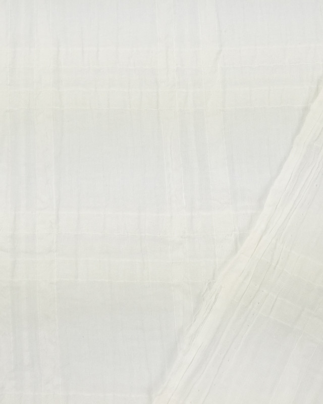 Tissu au mètre : Voile de coton texturé carreaux écru - Mercerine