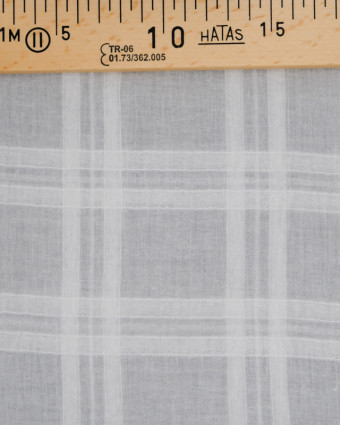 Tissu au mètre : Voile de coton texturé carreaux écru - Mercerine