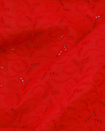 Tissu broderie anglaise rouge - Tissu au mètre Mercerine