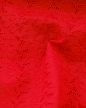 Tissu broderie anglaise rouge - Tissu au mètre Mercerine