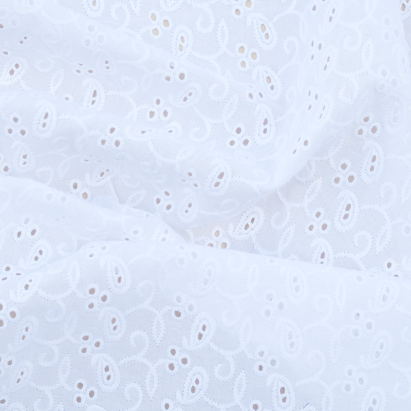 Tissu  Broderie anglaise Blanc Passionate Lizzie -  Mercerine