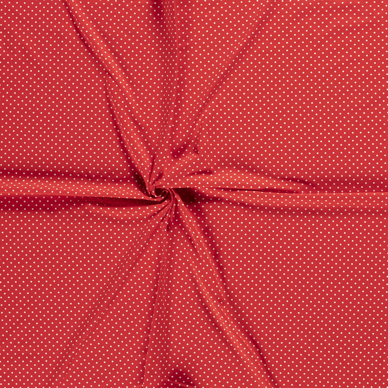 Jersey Coton à Pois Rouge - 10cm