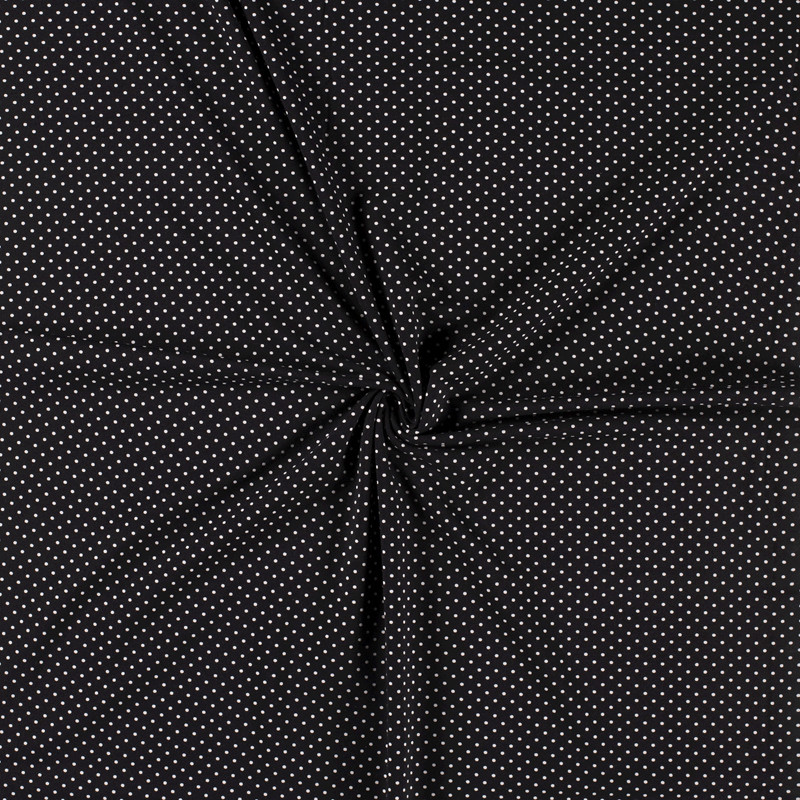  Jersey Coton à Pois Noir - 10cm -  Mercerine