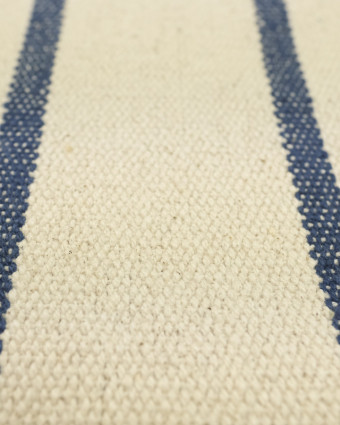 Tissu au mètre : Toile Coton Rayé Bleu Plage - Mercerine
