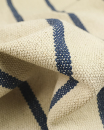Toile Coton Rayé Bleu Plage - 10cm