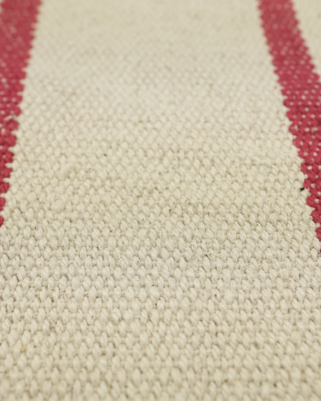 Toile Coton Rayée Rouge Plage - 10cm