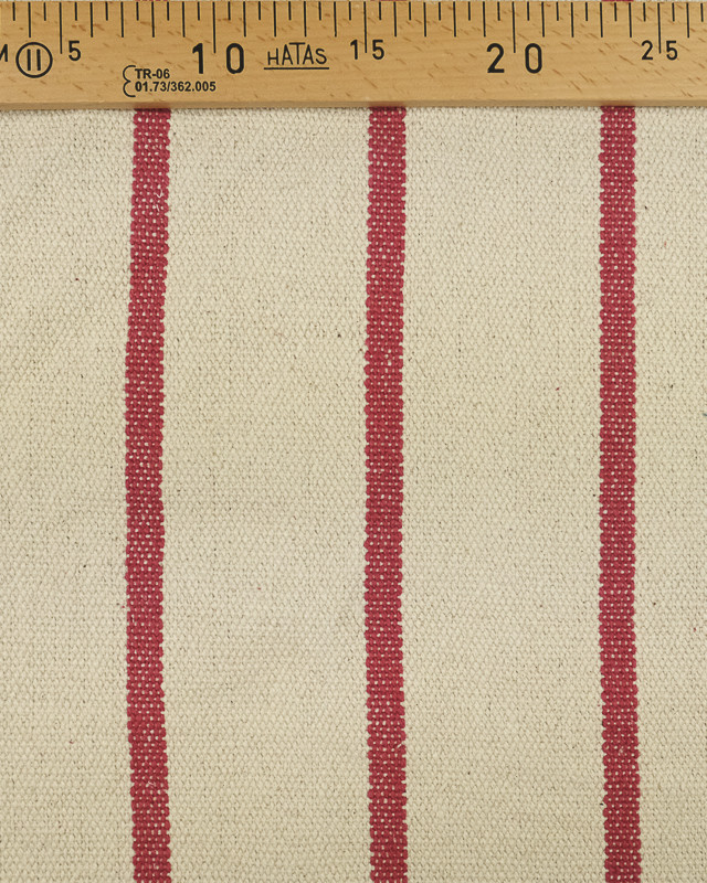 Toile Coton Rayée Rouge Plage - 10cm