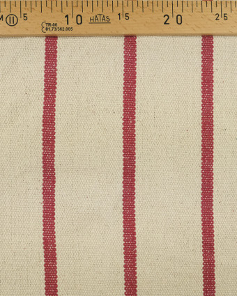 Toile Coton Rayée Rouge Plage - 10cm