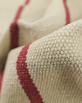 Toile Coton Rayé Rouge Plage - 10cm