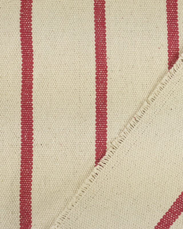 Toile Coton Rayée Rouge Plage - 10cm