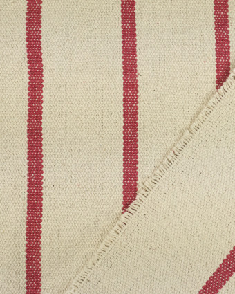 Toile Coton Rayée Rouge Plage - 10cm