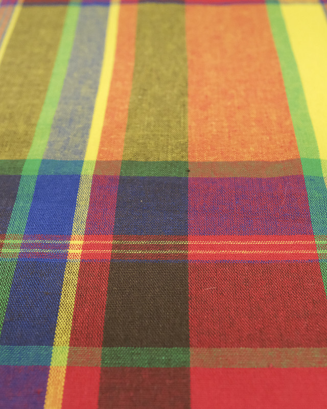 Tissu Madras au mètre : carreaux rouge bleu vert - Mercerine
