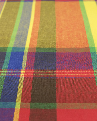 Tissu Madras au mètre : carreaux rouge bleu vert - Mercerine