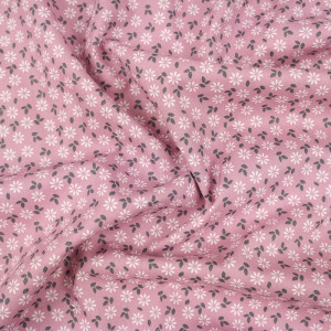 Coton Imprimé fleur rose et gris - 10cm