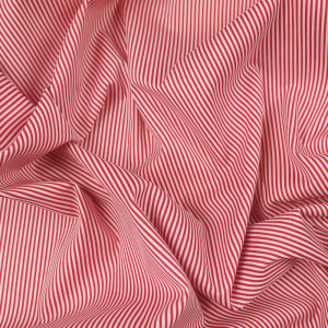 Popeline de coton rouge rayures fines - 10cm