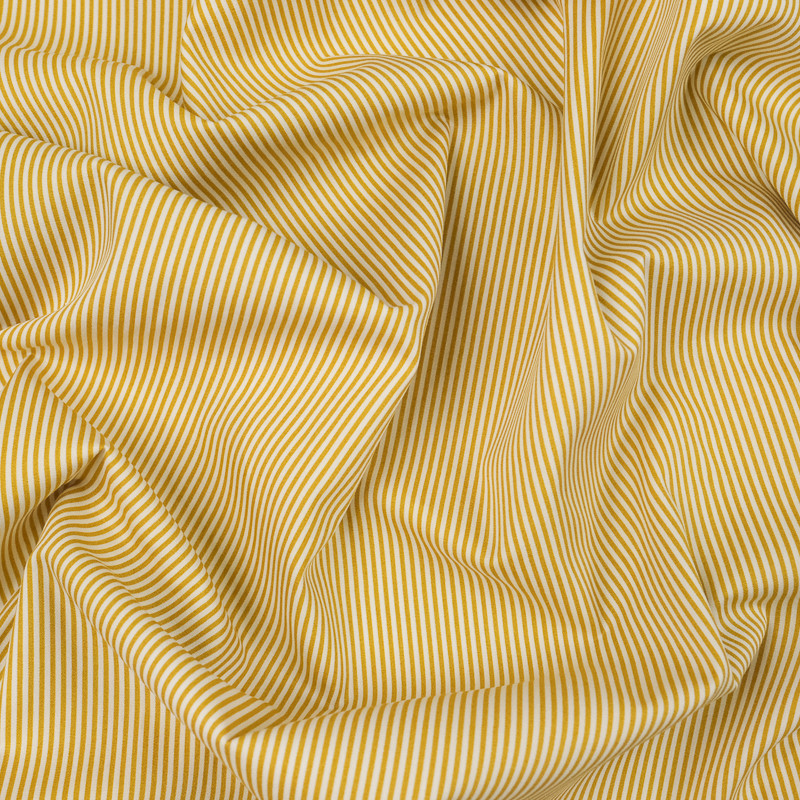 Popeline de coton jaune rayures fines - 10cm