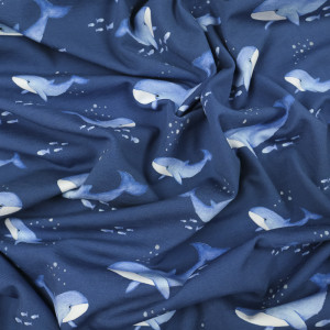 Jersey de coton baleine bleu...