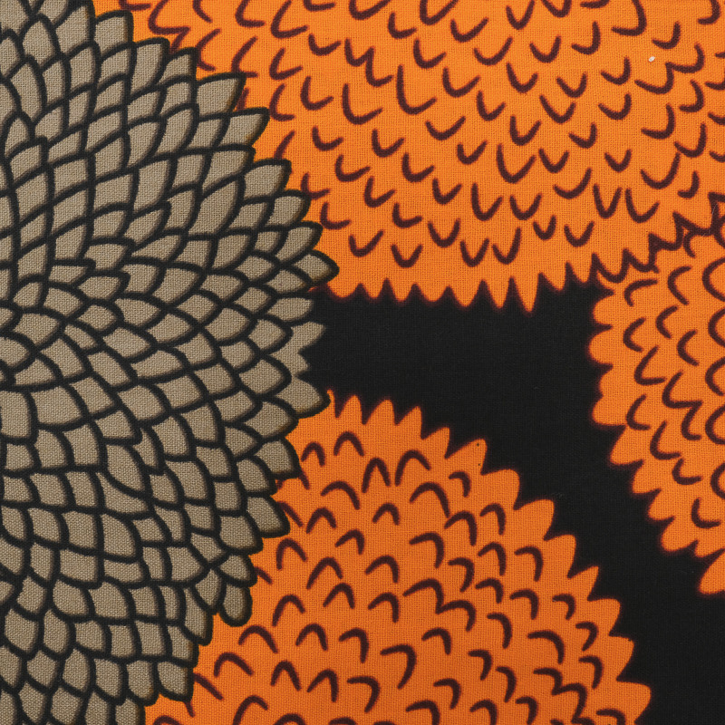 Tissu africain motif graphique oursin orange