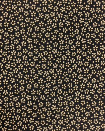 Tissu enduit au mètre : Coton imprimé petites fleurs noir - Mercerine