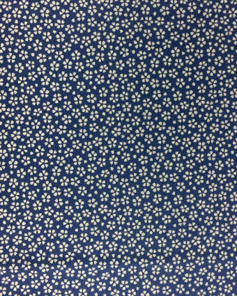 Tissu Coton enduit : motif petites fleurs fond encre bleu - Mercerine