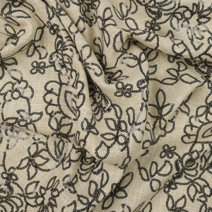 Viscose Lin Motif Fleur À Sequins beige - 10cm