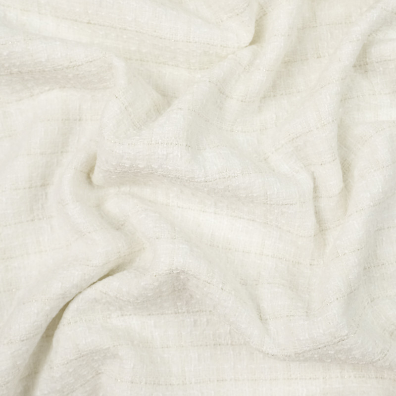 Tissu Tweed Bouclette Lurex blanc - Mercerine