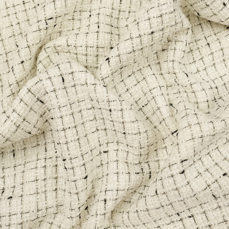 Tissu Tweed Bouclette Lurex ivoire - Mercerine