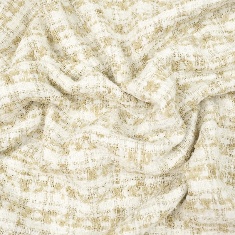 Tissu Tweed Bouclette Lurex camel - Mercerine