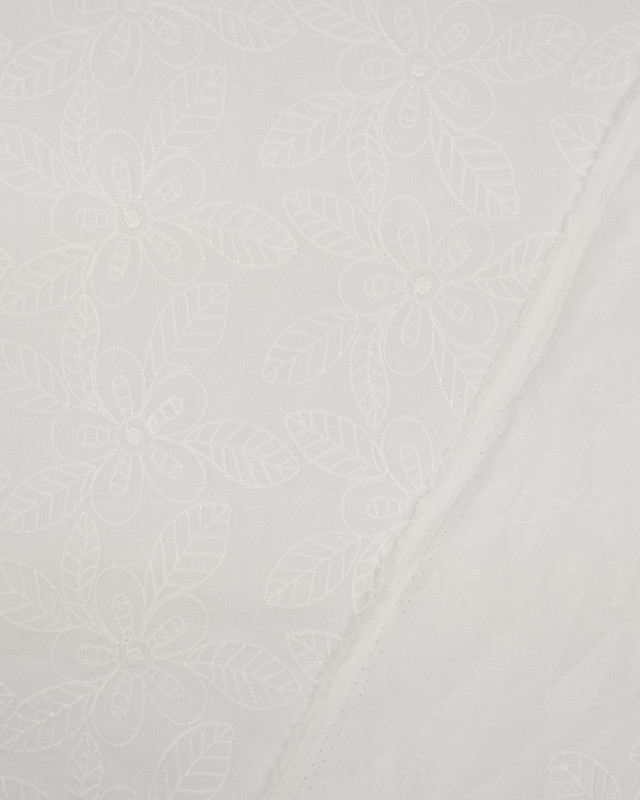 Tissu au mètre Coton viscose brodé fleuri - Mercerine