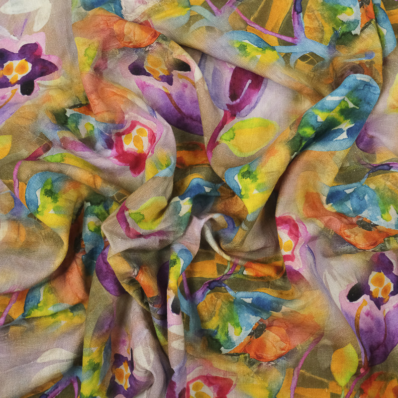 Lin imprimé multicolore aquarelle