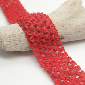 Elastique crocheté rouge 40mm