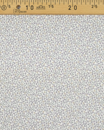 Voile de coton bio toute petite fleur mauve, jaune pastel - Mercerine