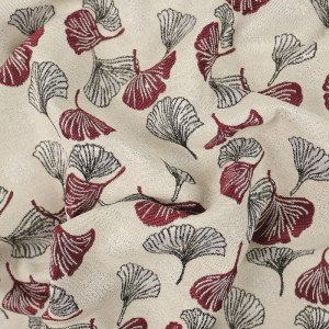 Jacquard feuille Ginko rouge
