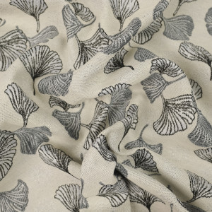 Jacquard feuille Ginko ivoire