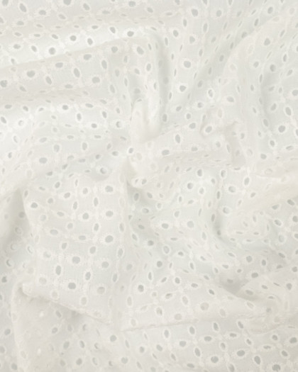 Broderie Anglaise fleur Blanc Crème - Mercerine