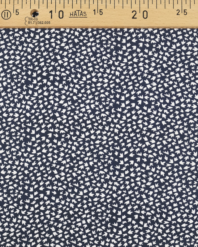 Tissu imprimé rayonne petit motif Birdy Marine - Mercerine