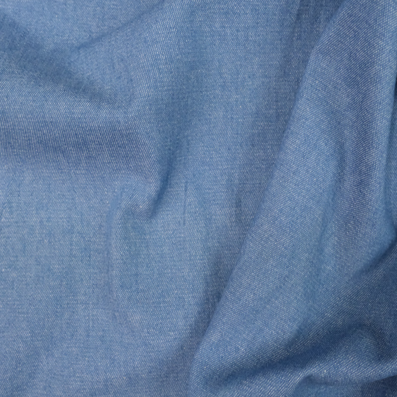  Tissu Jean Coton Fin Chambray Bleu Moyen - Mercerine