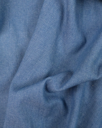 Tissu Chambray Bleu Moyen Coton César  - Mercerine