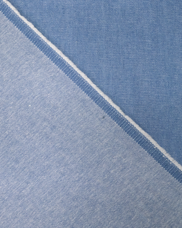 Tissu Chambray Bleu Moyen Coton César  - Mercerine